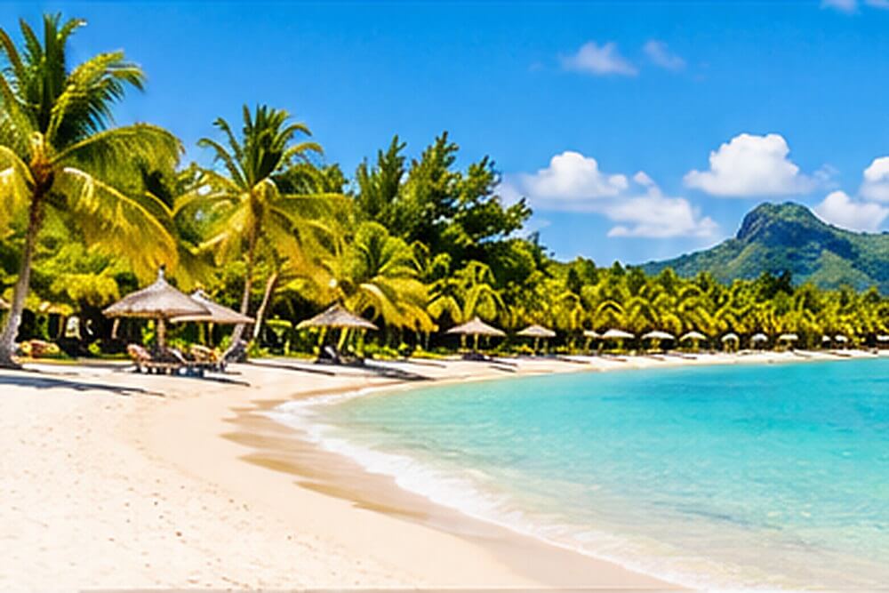 Długa plaża Belle Mare na wschodzie Mauritiusa
