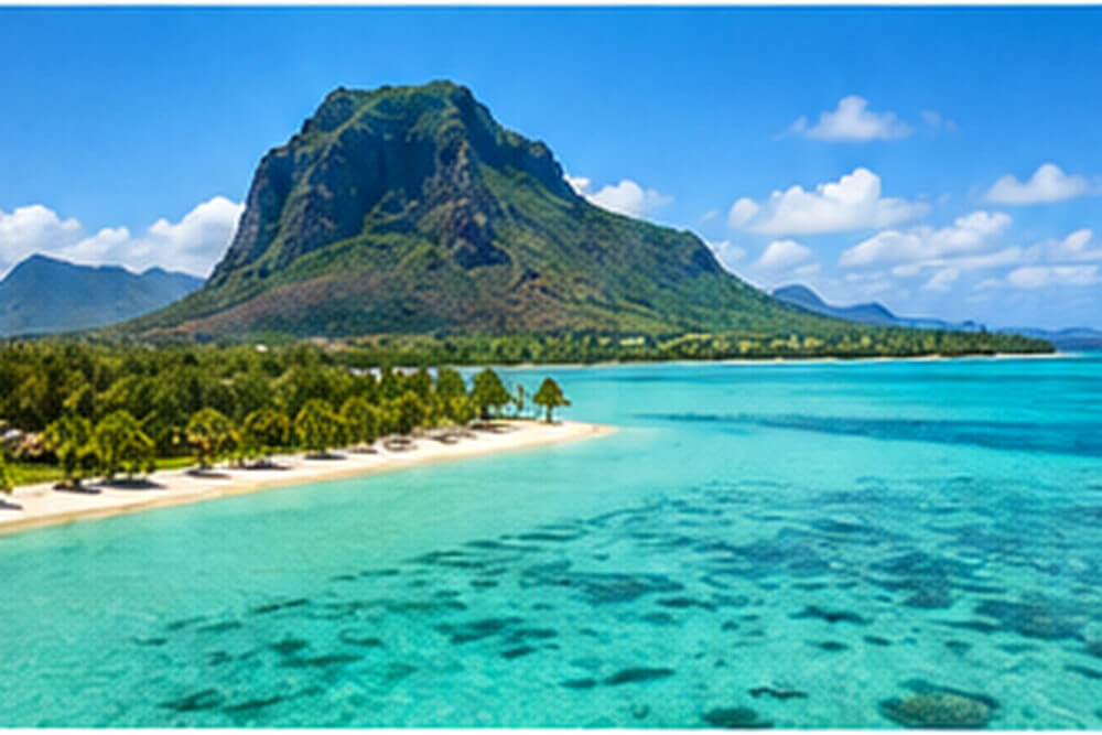 Góra Le Morne Brabant nad turkusową laguną Mauritiusa