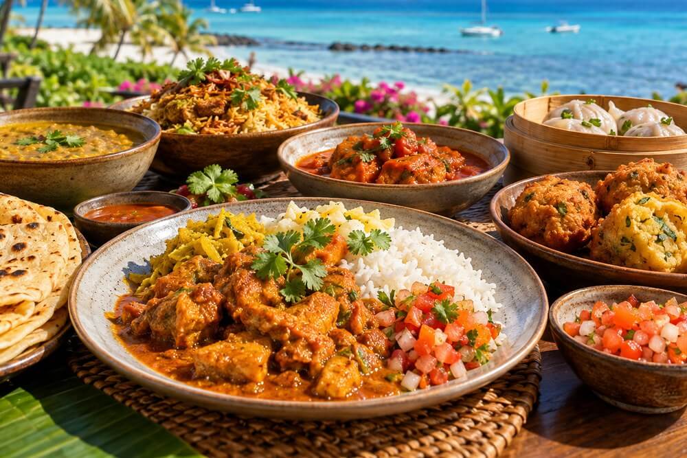 Ryż z maurytyjskim curry i dodatkami warzywnymi