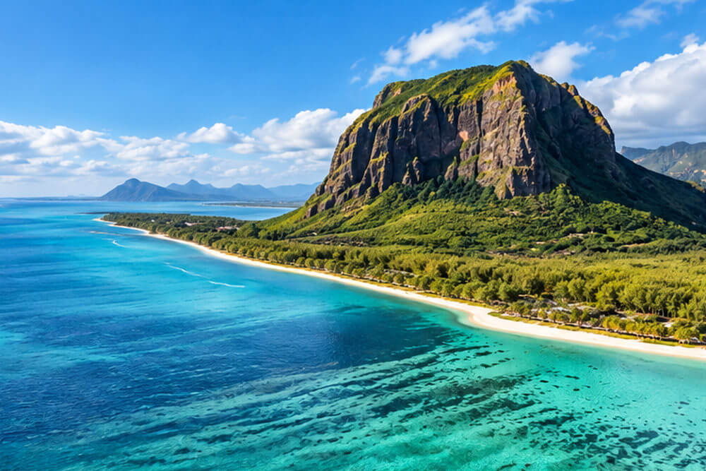Le Morne Brabant nad laguną na południowym zachodzie Mauritiusa